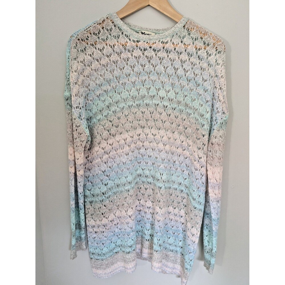 Revolve Show Me Your Mumu Pie in the Sky Sweater SZ S Rainbow Open Knit Festival